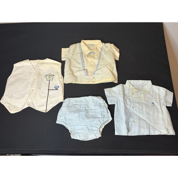 Other - Vtg Baby Togs Boy Clothes/Blue/Embroidered/Button Down/Vest/50's-70's?/Bird Lot